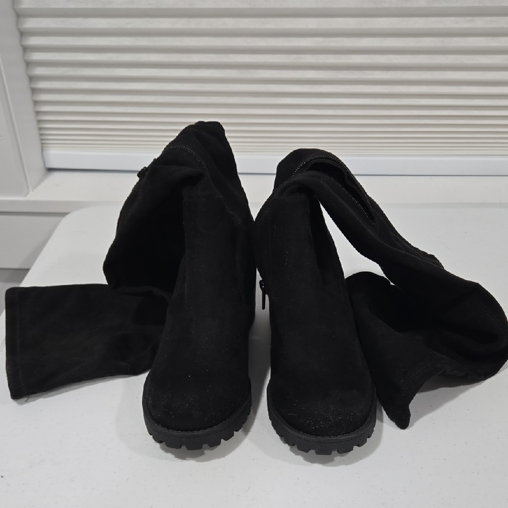 Dirty Laundry Black Heeled Over The Knee Boots